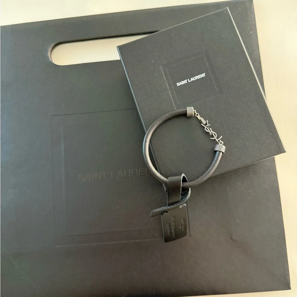 NWT YSL SAINT LAURENT OPYUM Bracelet Black lLeather Unisex🖤💝 - Picture 3 of 16
